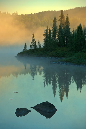 Picture of CANADA-QUEBEC-CHIBOUGAMAU LAKE IN FOG AT SUNRISE