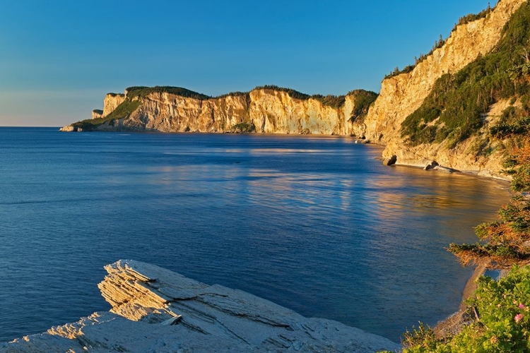 Picture of CANADA-QUEBEC-FORILLON NATIONAL PARK LIMESTONE CLIFFS ALONG GULF OF ST LAWRENCE AT SUNRISE