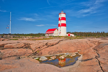Picture of CANADA-QUEBEC-POINTE-DES-MONTS LIGHTHOUSE ON SHORE OF ST LAWRENCE RIVER