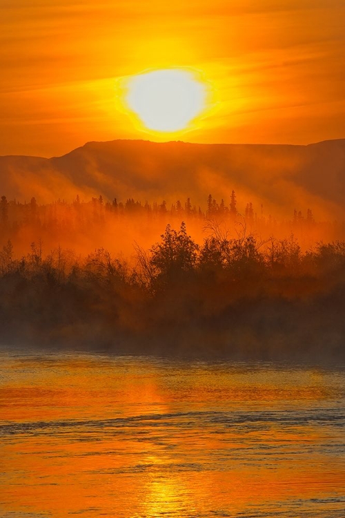 Picture of CANADA-YUKON-KLUANE NATIONAL PARK FOG ON DEZADEASH RIVER AT SUNRISE