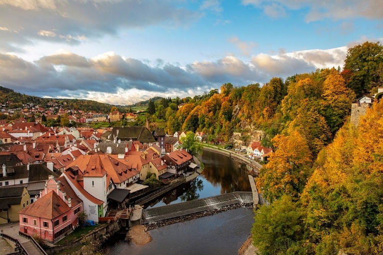 Picture of LOOKING DOWN ONTO THE VILLAGE OF CESKY KRUMLOV-CZECH REPUBLIC