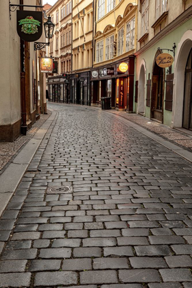 Picture of NARROW WET COBBLESTONE STREETS IN OLD TOWN IN PRAGUE-CZECH REPUBLIC