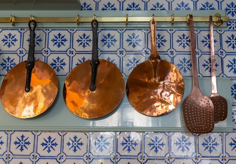 Picture of FRANCE-GIVERNY COPPER UTENSILS IN KITCHEN OF MONETS HOUSE 