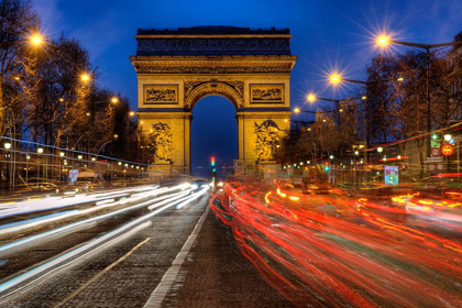 Picture of TRAFFIC PASSES THE ARCH DE TRIUMPH ON THE CHAMPS ELYSEE IN PARIS-FRANCE