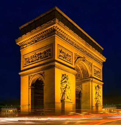 Picture of TRAFFIC PASSES THE ARCH DE TRIUMPH ON THE CHAMPS ELYSEE IN PARIS-FRANCE