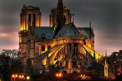 Picture of NOTRE DAME CATHEDRAL AND THE SEINE RIVER SHIMMER IN THE PARIS-FRANCE NIGHT