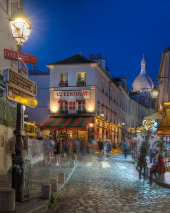 Picture of NIGHT STREET SCENE IN MONTMARTRE DISTRICT IN PARIS-FRANCE