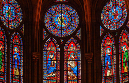 Picture of JESUS CHRIST MARY ANGELS STAINED GLASS-NOTRE DAME CATHEDRAL-PARIS-FRANCE 