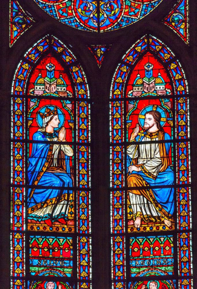 Picture of JESUS CHRIST MARY STAINED GLASS-NOTRE DAME CATHEDRAL-PARIS-FRANCE 
