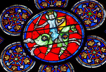 Picture of ARMED KNIGHT SWORD STAINED GLASS-NOTRE DAME CATHEDRAL-PARIS-FRANCE 
