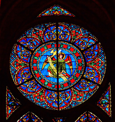 Picture of ANGEL STAINED GLASS-NOTRE DAME CATHEDRAL-PARIS-FRANCE 
