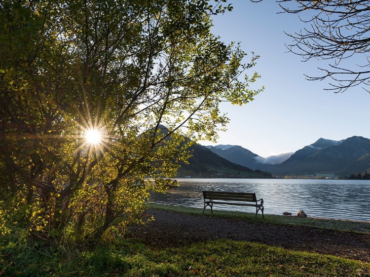 Picture of SUNRISE AT LAKE AND VILLAGE SCHLIERSEE IN THE BAVARIAN ALPS DURING AUTUMN-BAVARIA-GERMANY