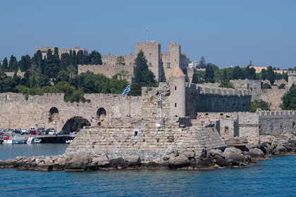 Picture of GREECE-RHODES AEGEAN SEA HARBOR VIEW OF THE WALLED MEDIEVAL OLD TOWN UNESCO