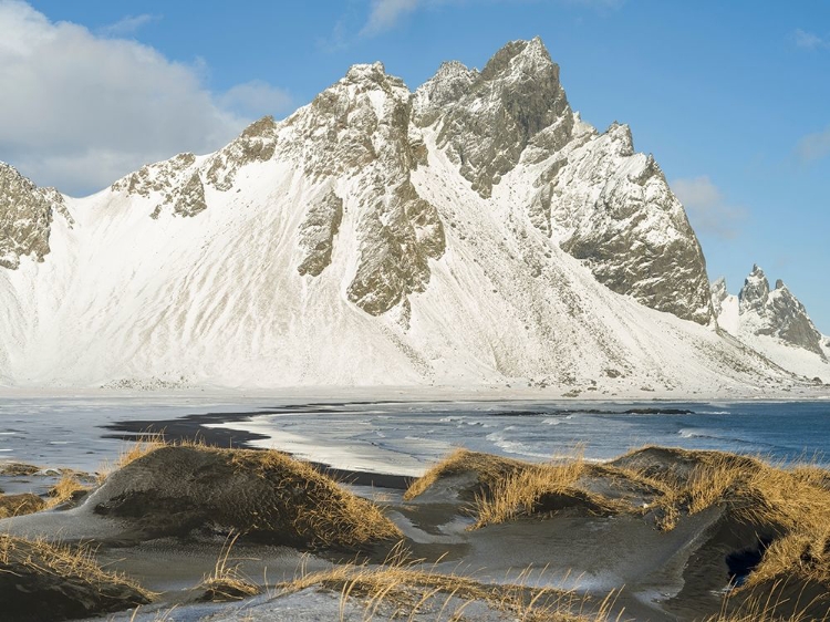 Picture of COASTAL LANDSCAPE WITH DUNES AT ICONIC STOKKSNES DURING WINTER AND STORMY CONDITIONS ICELAND