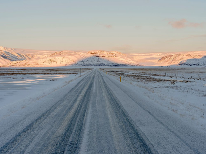 Picture of LANDSCAPE WITH COUNTRY ROAD NEAR HOFFELL DURING WINTER IN HORNAFJOERDUR AREA