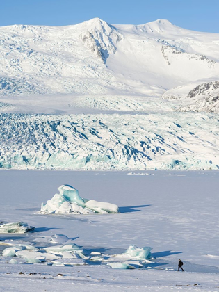 Picture of GLACIER FJALLSJOEKULL AND FROZEN GLACIAL LAKE FJALLSARLON IN VATNAJOKULL NATIONAL PARK