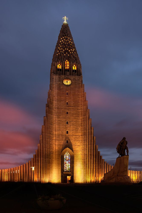 Picture of REYKJAVIK-ICELAND HALLGRIMSKIRKJA CHURCH WITH STATUE OF LEIF ERIKSON