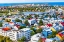 Picture of SMALL TJORNIN LAKE BLUE OCEAN SEA COLORFUL BLUE RED WHITE GREEN HOUSES STREETS-REYKJAVIK-ICELAND