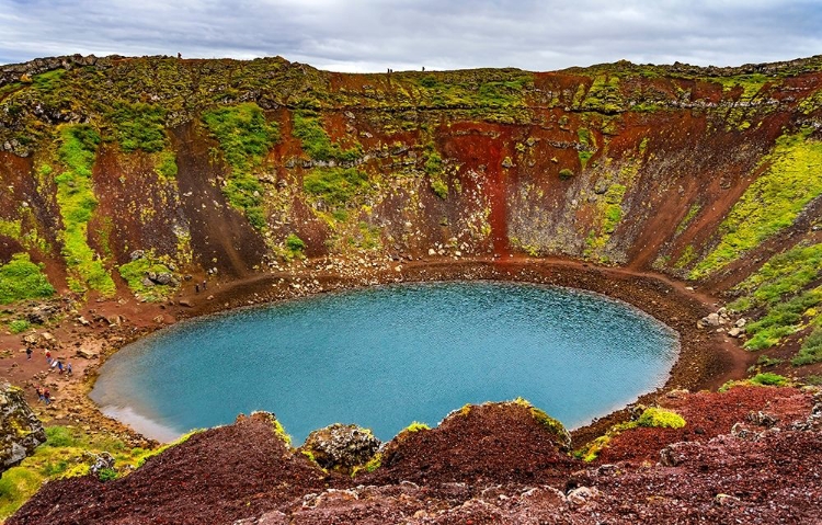 Picture of RED GREEN KERIO VOLCANO CRATER BLUE LAKE GOLDEN FALLS GOLDEN CIRCLE-ICELAND 