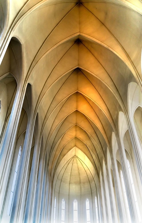 Picture of TALL COLUMNS WINDOWS CEILING HALLGRIMSKIRKJA LARGE LUTHERAN CHURCH-REYKJAVIK-ICELAND 