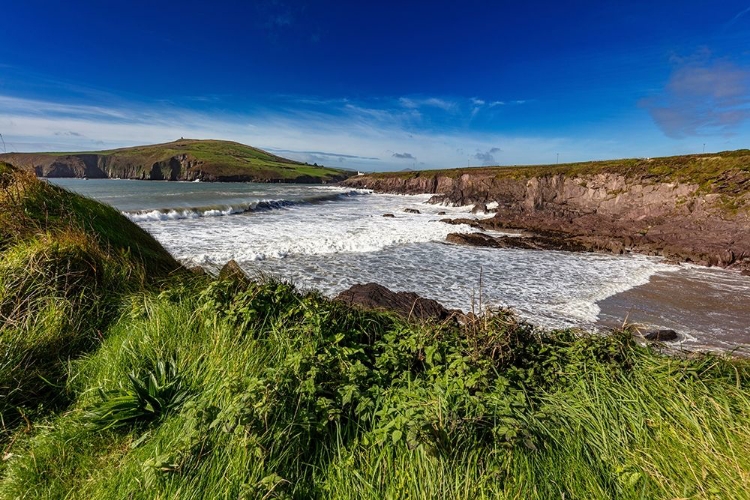 Picture of WAVES CRASH INTO CLIFFS AT BINN BAN BEACH NEAR DINGLE-IRELAND