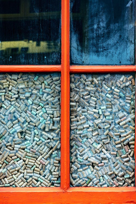 Picture of COLORFUL WINDOW FULL OF WINE CORKS IN ENNISTYMON-IRELAND