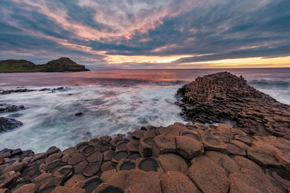 Picture of INTERLOCKING BASALT COLUMNS AT SUNSET AT THE GIANTS CAUSEWAY NEAR BUSHMILLS-NORTHERN IRELAND