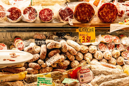 Picture of ITALY-ROME PIAZZA DELLA ROTUNDA-MEAT AT SALAMI ANTICA