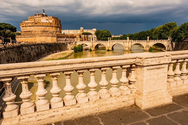 Picture of ITALY-ROME TIBER RIVER-CASTEL SANTANGELO AND PONTE SANTANGELO SEEN UPSTREAM