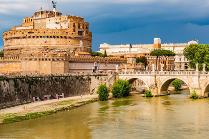 Picture of ITALY-ROME TIBER RIVER-CASTEL SANTANGELO AND PONTE SANTANGELO SEEN UPSTREAM