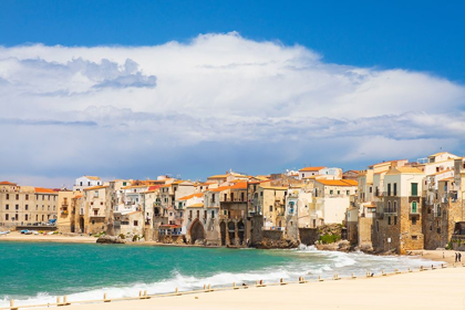 Picture of PALERMO PROVINCE-CEFALU THE BEACH ON THE MEDITERRANEAN SEA IN THE TOWN OF CEFALU