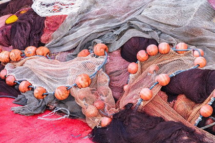 Picture of AGRIGENTO PROVINCE-SCIACCA A FISHING NET IN THE HARBOR OF SCIACCA-ON THE MEDITERRANEAN SEA