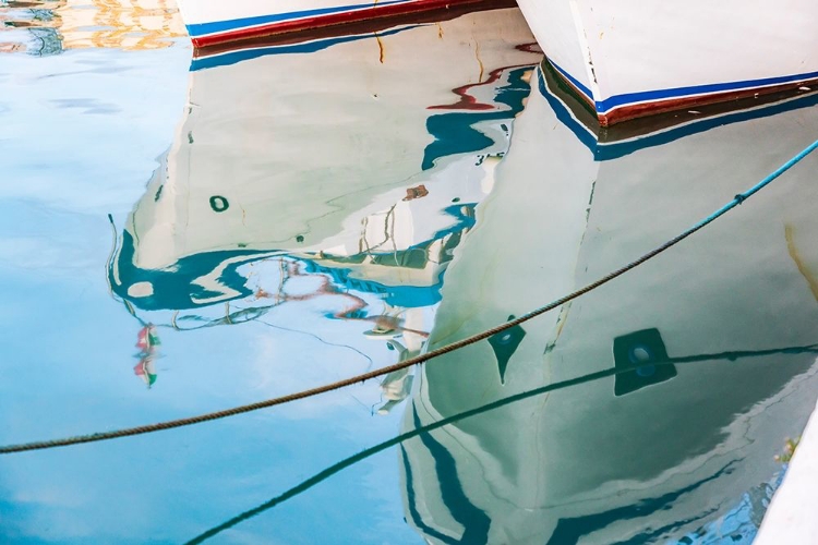 Picture of AGRIGENTO PROVINCE-SCIACCA REFLECTION OF FISHING BOATS IN THE HARBOR OF SCIACCA