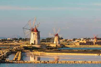 Picture of TRAPANI PROVINCE-MARSALA WIND MILLS AT THE SALT EVAPORATION PONDS IN THE STAGNONE NATURE RESERVE