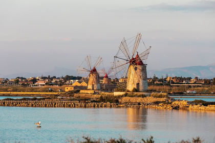 Picture of TRAPANI PROVINCE-MARSALA WIND MILLS AT THE SALT EVAPORATION PONDS IN THE STAGNONE NATURE RESERVE