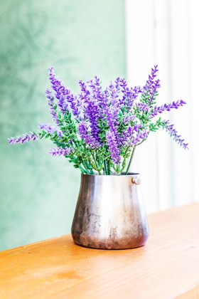 Picture of ITALY-APULIA-METROPOLITAN CITY OF BARI-MONOPOLI LAVENDER FLOWERS IN A METAL VASE