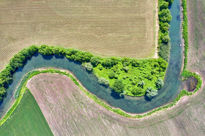 Picture of ITALY-MANTUA-RIVER MINCIO NATURAL PARK-FIELDS AND MINCIO RIVER