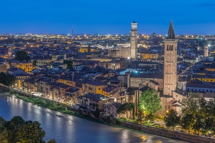 Picture of ITALY-VERONA LOOKING DOWN FROM CASTELLO SAN PIETRO AT TWILIGHT