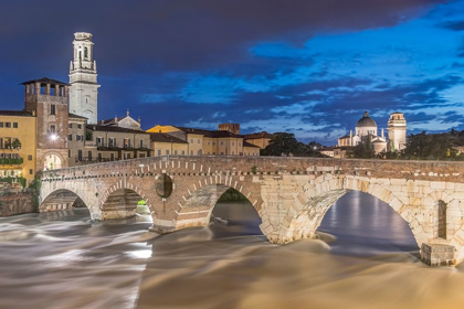 Picture of ITALY-VERONA PONTE PIETRA (ROMAN BRIDGE) AT TWILIGHT
