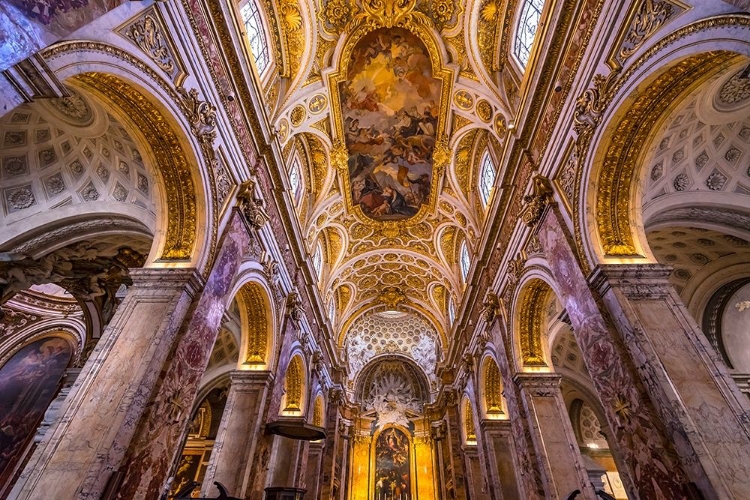 Picture of TALL ARCHES NAVE SAINT LOUIS OF FRENCH BASILICA CHURCH-ROME-ITALY 