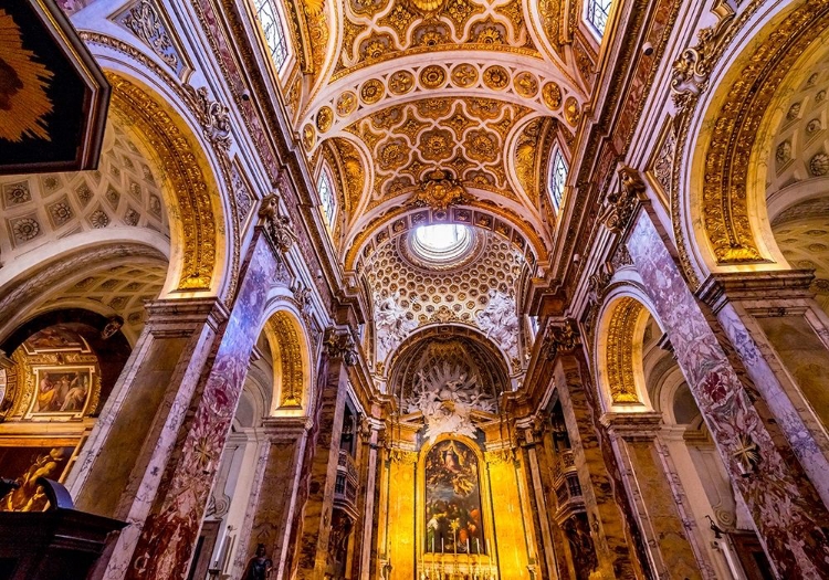 Picture of TALL ARCHES NAVE SAINT LOUIS OF FRENCH BASILICA CHURCH-ROME-ITALY 