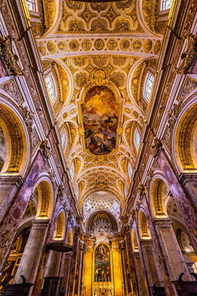 Picture of TALL ARCHES NAVE CEILING FRESCOS SAINT LOUIS OF FRENCH BASILICA CHURCH-ROME-ITALY 