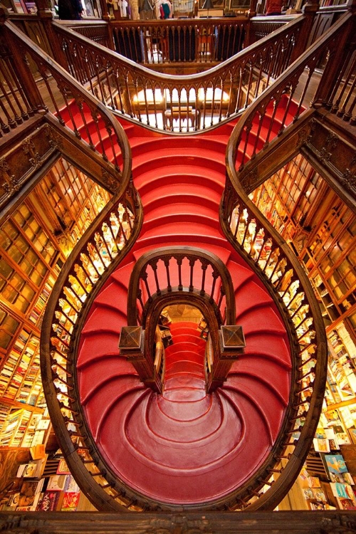 Picture of PORTUGAL-PORTO ORNATE STAIRCASE IN THE LELLO BOOKSTORE