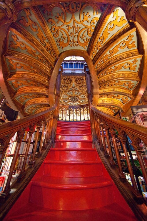 Picture of PORTUGAL-PORTO ORNATE STAIRCASE IN THE LELLO BOOKSTORE