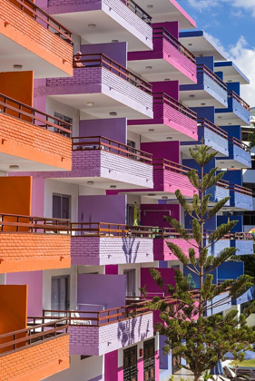 Picture of SPAIN-CANARY ISLANDS-GRAN CANARIA ISLAND-PLAYA DEL INGLES-COLORFUL BALCONIES