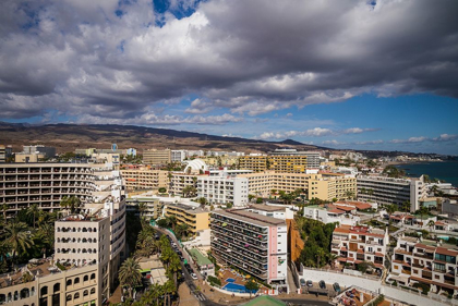 Picture of SPAIN-CANARY ISLANDS-GRAN CANARIA ISLAND-PLAYA DEL INGLES-HIGH ANGLE VIEW OF TOWN