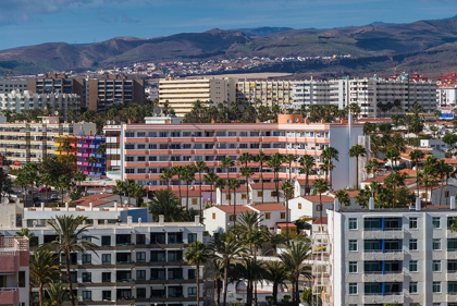 Picture of SPAIN-CANARY ISLANDS-GRAN CANARIA ISLAND-PLAYA DEL INGLES-HIGH ANGLE VIEW OF TOWN