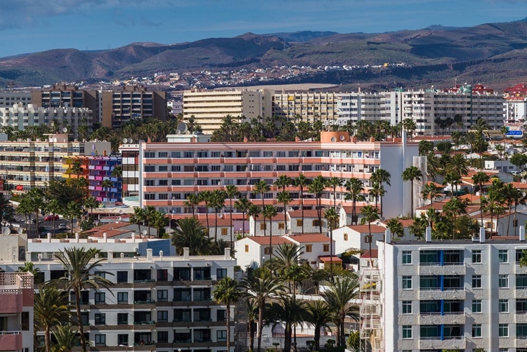 Picture of SPAIN-CANARY ISLANDS-GRAN CANARIA ISLAND-PLAYA DEL INGLES-HIGH ANGLE VIEW OF TOWN