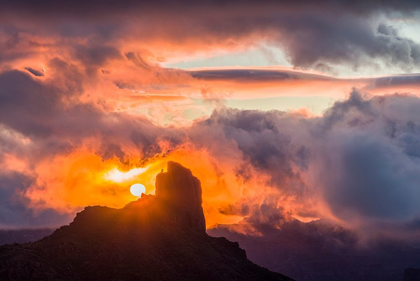 Picture of SPAIN-CANARY ISLANDS-GRAN CANARIA ISLAND-TEJEDA-MOUNTAIN LANDSCAPE WITH ROQUE BENTAYGA-SUNSET