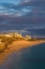Picture of CANARY ISLANDS-FUERTEVENTURA ISLAND-MORRO JABLE-HIGH ANGLE VIEW OF PLAYA DE LA CEBADA BEACH-SUNSET